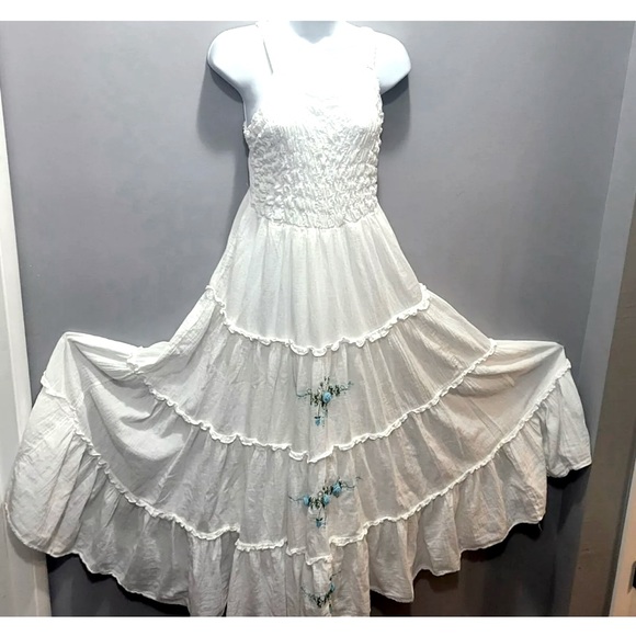 COPY - Handmade Gypsy Rose Cotton/ linen Embroidery Dress Size L org. $300 - Picture 1 of 7